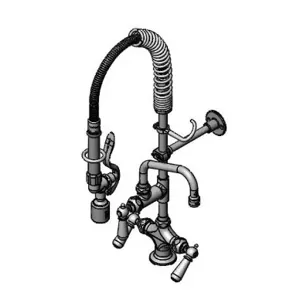 T&S MPY-2DCN-08 Mini Pre-Rinse Faucet, 8 Inch Swing Nozzle, Club Handles | AW4BUD