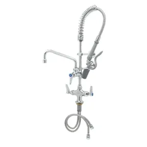 T&S MPY-2DLN-08 Mini Pre-Rinse Faucet unit, 8 Inch Swivel Nozzle, Lever Handles, Wall Bracket | AW4BUH