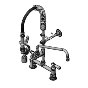 T&S MPY-8DCN-12-CR Mini Pre-Rinse Faucet unit, 8 Inch Deck Mount, 12 Inch Swivel Nozzle, Ceramas | AW4BUN