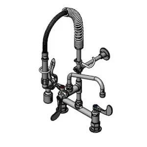 T&S MPY-8DWN-08-CR Pre-Rinse Faucet Unit, With Ceramas, And 4 Inch Wrist Handles | AW4BUR