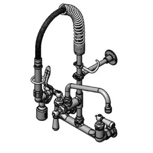 T&S MPY-8WCN-08-CR Pre-Rinse Faucet Unit, 8 Inch Wall Mount Faucet, 8 Inch Swing Nozzle, Ceramas | AW4BUV