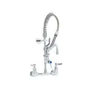 T&S MPY-8WLN-08-CR Pre-Rinse Faucet Unit, 8 Inch Wall Mount Base, 8 Inch Swing Nozzle, Lever Handle | AW4BVA