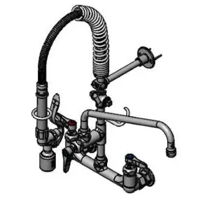 T&S MPY-8WLN-12-4C Pre-Rinse Faucet Unit, 8 Inch Wall Mount, 12 Inch Swing Nozzle | AW4BVC