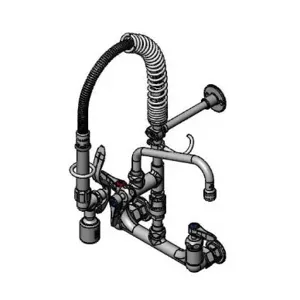 T&S MPY-8WLV-08-CR Pre-Rinse Faucet Unit, 8 Inch Wall Mount, VB, 8 Inch ADF Nozzle And Ceramas | AW4BVE