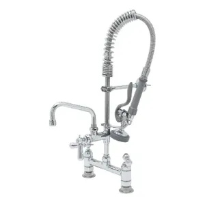 T&S MPZ-8DCN-06 Mini Pre-Rinse Faucet unit, 6 Inch Swivel Nozzle, Club Handles And Wall Bracket | AW4BVY