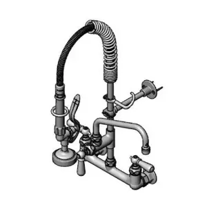 T&S MPZ-8WCN-08 Pre-Rinse Faucet Unit, 8 Inch Wall Mount, 8 Inch Add-On Swing Nozzle | AW4BWD