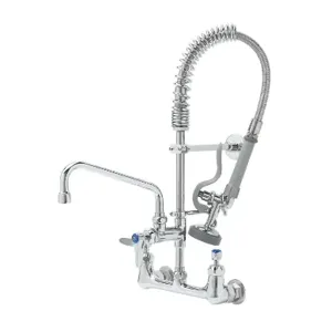 T&S MPZ-8WLN-08-CR Mini Pre-Rinse Faucet unit, 8 Inch Wall Mount, 8 Inch Swivel Nozzle, Ceramas | AW4BWG