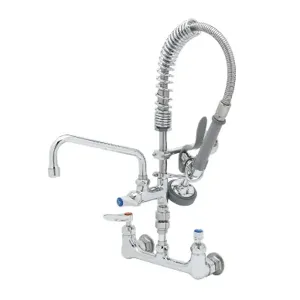 T&S MPZ-8WLV-08-CR Pre-Rinse Faucet Unit, 8 Inch Wall Mount, With Vacuum Breaker | AW4BWH