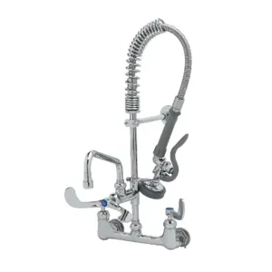 T&S MPZ-8WWN-08-CR Pre-Rinse Faucet Unit, 8 Inch Wall Mount, 8 Inch Swivel Nozzle, Ceramas | AW4BWK