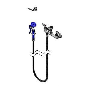T&S P3-8WREV-00RZJZ Pet Grooming Faucet Unit, 8 Inch Wall Mount Base Faucet, 104 Inch SS Hose | CE6AJV