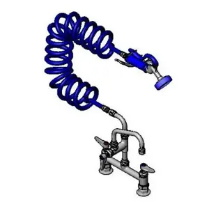 T&S PG-8DSAN-06 Pet Grooming Faucet, Deck 8 Inch Centers, Aluminium Spray Valve, Coiled Hose | AW4UWY