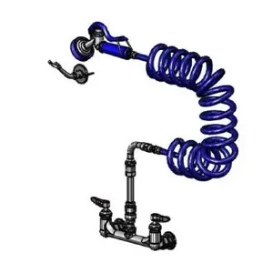 T&S PG-8WESV00ZCJZF Pet Grooming Faucet, 8 Inch Wall Mt., Ceramas, VB, 9 Feet Coiled Hose | CE6AKC