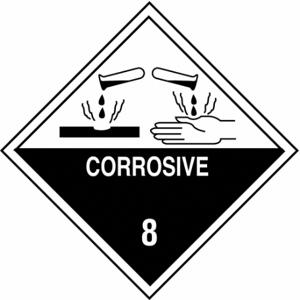 TAPECASE 16U817 Dot Container Label, Corrosive 8, 4 Zoll Etikettenbreite, 4 Zoll Etikettenhöhe, 500 PK | CU4YJF