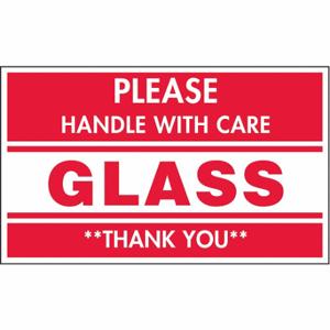 TAPECASE 16U996 Etikett mit Anleitung zur Handhabung, Glas/Griff vorsichtig, 5 Zoll Etikettenbreite | CU4YRB