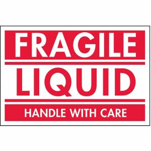 TAPECASE 16U986 Instructional Handling Label, Fragile/Liquid, 3 Inch Label Width, 2 Inch Label Height | CU4YQJ