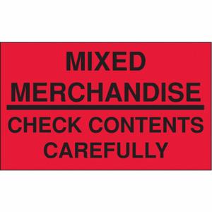 TAPECASE 16V011 Instructional Handling Label, Mixed Merch, Check Contents, 5 Inch Label Width | CU4YTF