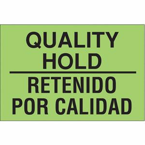 TAPECASE 16U913 Instructional Handling Label, Quality Hold/Retendo Por Calidad, 3 Inch Label Width | CU4YVD
