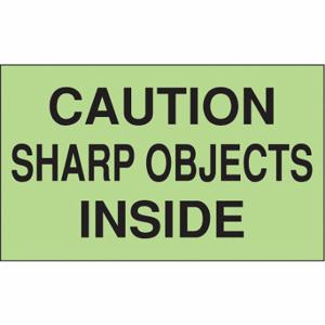 TAPECASE 16U904 Instructional Handling Label, Caution/Sharp Objects Inside, 5 Inch Label Width | CU4YME