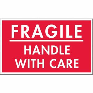 TAPECASE 16U867 Instructional Handling Label, Fragile/Handle With Care, 5 Inch Label Width | CU4YQF