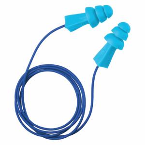 TASCO 100-09022 Ear Plugs, Flanged, 27 Db Nrr, Metal-Detectable, Corded, Reusable, Push-In, Blue, 100 PK | CU4ZAD 45EU41