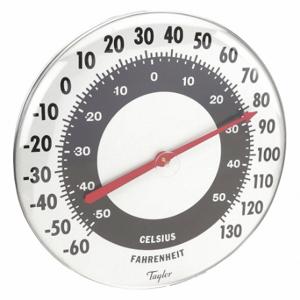 TAYLOR 68162 Analoges Thermometer, -60 °C bis 120 °F/-50 °C bis 50 °C, Schwarz/Weiß, Wandmontage | CU4ZAP 3T195