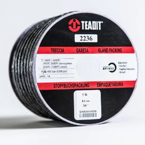 TEADIT P2236.58 Compression Packing Seal, 2236, 5/8 Inch Size, Low Emission Foil Graphite | CN7FXA