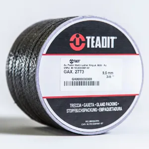 TEADIT P2773.1 Compression Packing Seal, 2773 1 Inch Size, High Strength Synthetic with Graphite/PTFE | CN7FZF