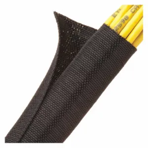 TECHFLEX F6W1.00BK10 Cable Sleeving, 1 Inch Inside Dia, 10 ft Length, Self Wrap, Fiberglass, Black | CU4ZBP 62WP46