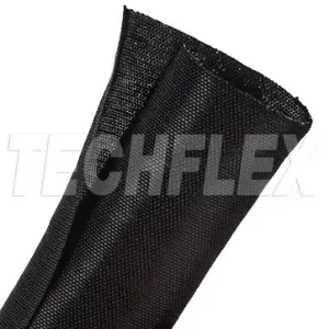 TECHFLEX F6W2.00BK Cable Sleeving, 2 Inch Inside Dia, 10 ft Length, Self Wrap, Fiberglass, Black | CU4ZBT 103U70