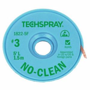 TECHSPRAY 1822-5F Desoldering Braid, No-Clean Flux, # 3, 0.075 Inch, 5 Ft, Green, Esd-Safe | CU6DVY 6KCJ5