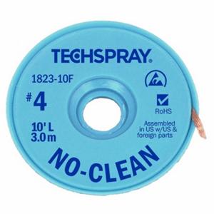 TECHSPRAY 1823-10F Desoldering Braid, No-Clean Flux, # 4, 0.098 Inch, 10 Ft, Blue, Esd-Safe | CU6DVZ 6KCJ8