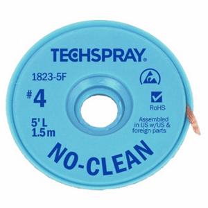 TECHSPRAY 1823-5F Desoldering Braid, No-Clean Flux, # 4, 0.098 Inch, 5 Ft, Blue, Esd-Safe | CU6DWA 6KCJ7