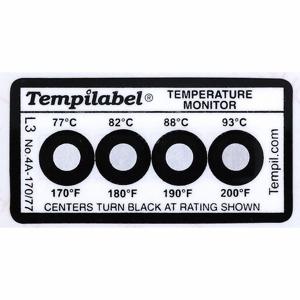 TEMPIL 26702 Non Reversible Temp Indicator, Vertical Strip, 4 Point, 170/180/190/200 Deg. F, 10Pk | CJ2XJX 52HR53