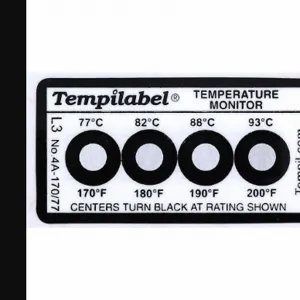 TEMPIL 26702 Non Reversible Temp Indicator, Vertical Strip, 4 Point, 170/180/190/200 Deg. F, 10Pk | CJ2XJX 52HR53