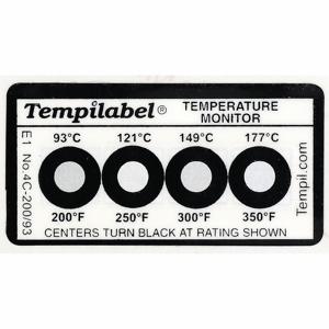 TEMPIL 26708 Nicht umkehrbarer Temperaturanzeiger, vertikaler Streifen, 4 Punkte, 200/250/300/350 Grad. F, 10 Stück | CJ2XKJ 52HR57