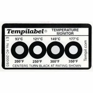 TEMPIL 26708 Non Reversible Temp Indicator, Vertical Strip, 4 Point, 200/250/300/350 Deg. F, 10Pk | CJ2XKJ 52HR57