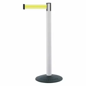 TENSABARRIER 875-32-STD-Y5-NV-C Barrier Post With Belt, PVC, White, 38 Inch Post Height, 2 1/2 Inch Post Dia | CU6GRL 410C69