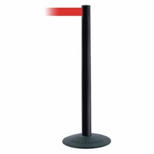 TENSABARRIER 875-33-MAX-NO-R5X-C Barrier Post With Belt, PVC, Black, 38 Inch Post Height, 2 1/2 Inch Post Dia | CU6GNE 54EE50