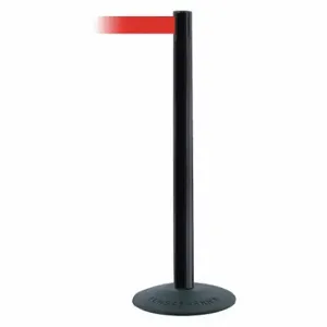 TENSABARRIER 875-33-MAX-NO-R5X-C Barrier Post With Belt, PVC, Black, 38 Inch Post Height, 2 1/2 Inch Post Dia | CU6GNE 54EE50