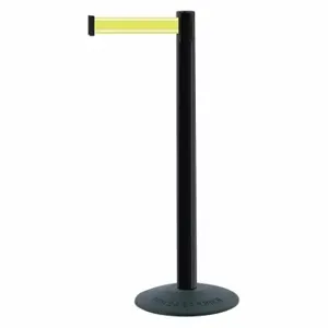 TENSABARRIER 875-33-STD-Y5-NV-C Barrier Post With Belt, PVC, Black, 38 Inch Post Height, 2 1/2 Inch Post Dia | CU6GNF 410C70