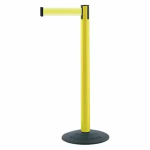 TENSABARRIER 875-35-STD-Y5-NV-C Barrier Post With Belt, PVC, Yellow, 38 Inch Post Height, 2 1/2 Inch Post Dia | CU6HLQ 410C71