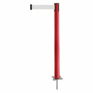 TENSABARRIER 884-21-MAX-B1X-C Spike Post, Plastic, Red, 43 Inch Post Height, 2 1/2 Inch Post Dia, Stake, 1 Belts, White | CU6JVY 409Y01