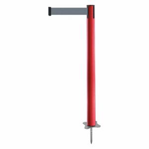 TENSABARRIER 884-21-MAX-B5X-C Spike Post, Plastic, Red, 43 Inch Post Height, 2 1/2 Inch Post Dia, Stake, 1 Belts, Gray | CU6JTP 409Y02