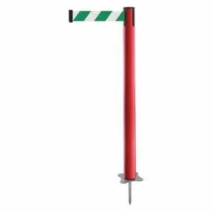 TENSABARRIER 884-21-STD-D2X-C Spike Post, Plastic, Red, 43 Inch Post Height, 2 1/2 Inch Post Dia, Stake, 1 Belts | CU6JTC 409Y28