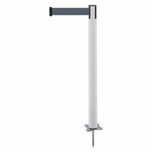 TENSABARRIER 884-32-STD-B7X-C Spike Post, Plastic, White, 43 Inch Post Height, 2 1/2 Inch Post Dia, Stake, Steel | CU6KCE 409Z40