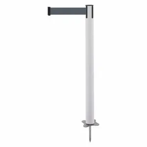 TENSABARRIER 884-32-MAX-B7X-C Spike Post, Plastic, White, 43 Inch Post Height, 2 1/2 Inch Post Dia, Stake, Steel | CU6JXY 409Z56