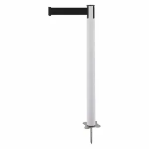 TENSABARRIER 884-32-MAX-B9X-C Spike Post, Plastic, White, 43 Inch Post Height, 2 1/2 Inch Post Dia, Stake, Black | CU6KCX 409Z57