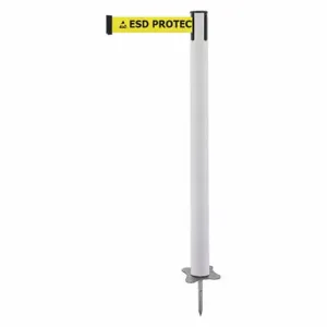 TENSABARRIER 884-32-MAX-ESD-C Spike Post, Plastic, White, 43 Inch Post Height, 2 1/2 Inch Post Dia, Stake, Steel | CU6JYC 410A14