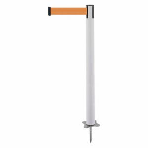 TENSABARRIER 884-32-STD-O5X-C Spike Post, Plastic, White, 43 Inch Post Height, 2 1/2 Inch Post Dia, Stake, Orange | CU6JWQ 409Z49