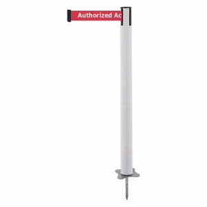 TENSABARRIER 884-32-STD-RAX-C Spike Post, Plastic, White, 43 Inch Post Height, 2 1/2 Inch Post Dia, Stake, Steel | CU6KDC 409Z92